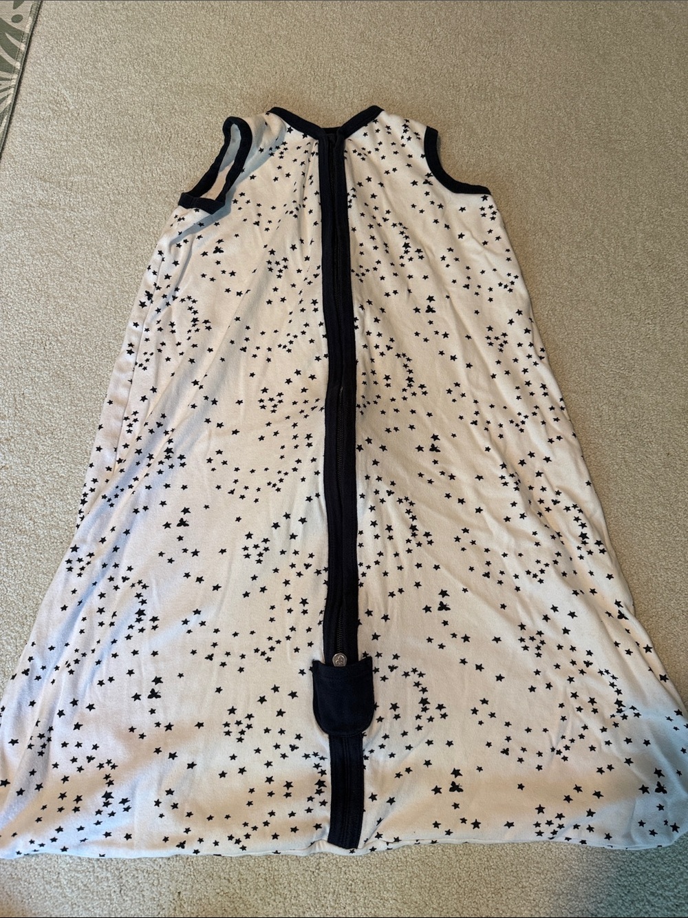 Burts Bees Beekeeper Star-Print Sleeveless Sleep Sack - White with Black Stars